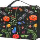 Vomgomfom Colored Pencil Case - 200 Slots Holder With Zipper Closure, Twill Fabric Large Capacity for Watercolor Pens or Markers, Organizer for Artist (Black) (J Pattern Black)