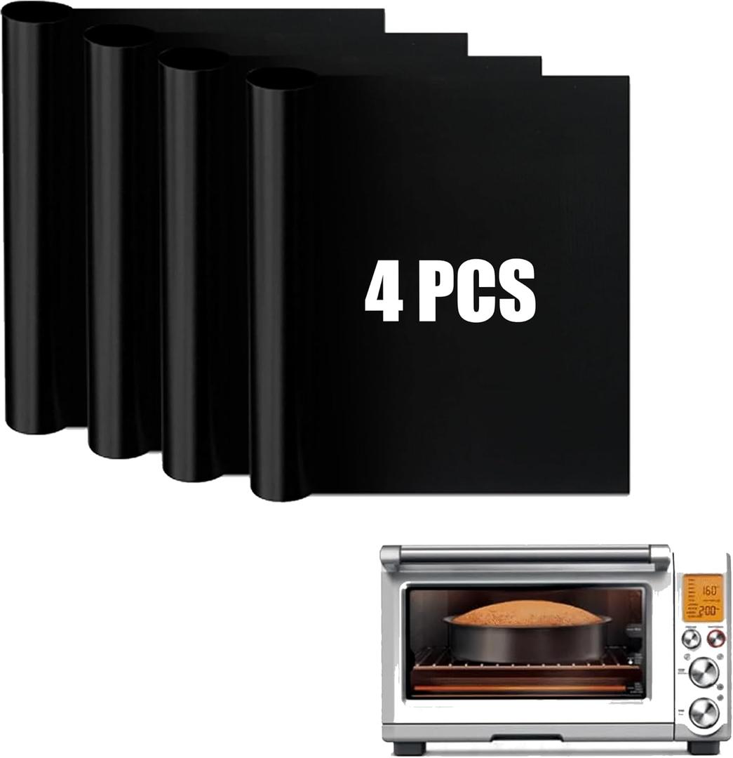 Air Fryer Oven Liners Compatible with Breville Smart Oven Air Fryer Pro BOV845BSS, 4 PCS Non-Stick Oven Liners for Bottom of Oven, Accessories for Breville Toaster Reusable Baking Mat