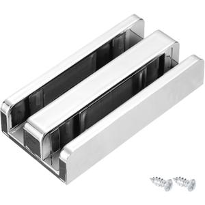 uxcell Sliding Shower Door Bottom Guide for 1/2 in Frameless Glass Shower Door, 50mm Thickened Adjustable Shower Door Double Track Limit Sliding Guide with Screw, Silver