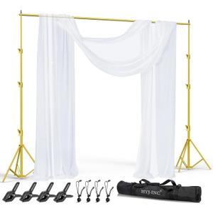 HYJ-INC 10x10Ft Photography Backdrop Stand - Titanium Gold, Adjustable Backdrop Stand for Parties, Photo Back Drop Stand, Background Support Stand with Carry Bag,Clamp.
