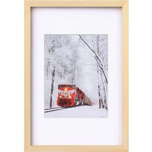 Egofine 12x18 Poster Frame Solid Wood Frame with Plexiglass Matted for 8.5x11 for Wall Mounting Hanging Picture Frame Vertically or Horizontally, Natural Wood