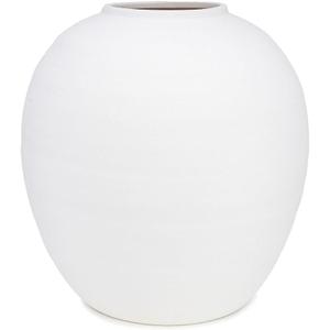 Round Textured Ceramic Vase, 10.35W x 10.75H  Modern Rustic Bisque Pottery, Minimalist Decorative Vase for Table, Living Room, Home, Wedding, and Office Dcor