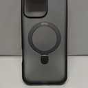 Magnetic for iPhone 16 Pro Max Case with Ring Stand, [10 FT Drop Protection] [Velvety Touch] Slim Translucent Matte Back Shockproof Phone Case for iPhone 16 Pro Max 6.9'', Space Black