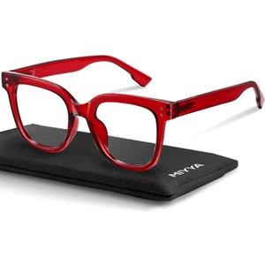 miyya Blue Light Glasses for Women & Men  Oversized UV & Blue Light Blocker Chunky Frames, Stylish Eyewear Accessories (Red Wine (Transparent))