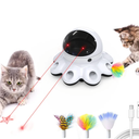 ORSDA Cat Laser Toy, 2-in-1 Interactive Automatic Motion Activated Moving 8 Holes Whack A Mole Feather, USB Rechargeable Electronic Smart Sensor Kitten Toys for Indoor Exercise