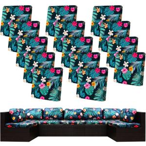 14Pcs Stretch Patio Cushion Covers,Outdoor Couch Covers Replacement,Outdoor Couch & Sofa Slipcovers,for Patio Furniture Cushion Covers,Washable Reusable Furniture Protector (Summer Night ,Cover Only)