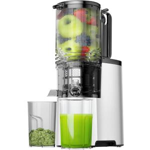 Cold Press Juicer, 5.8" Wide Feed Chute Juice Extractor Machine with 400W, High Juice Yield, Slow Masticating Juicer for Whole Vegetables & Fruits, Premium Silver (Premium Grey) Cold Press Juicer, 5.8" Wide Feed Chute Juice Extractor Machine with 400W, High Juice Yield, Slow Masticating Juicer for Whole Vegetables & Fruits, Premium Silver (Premium Grey)
