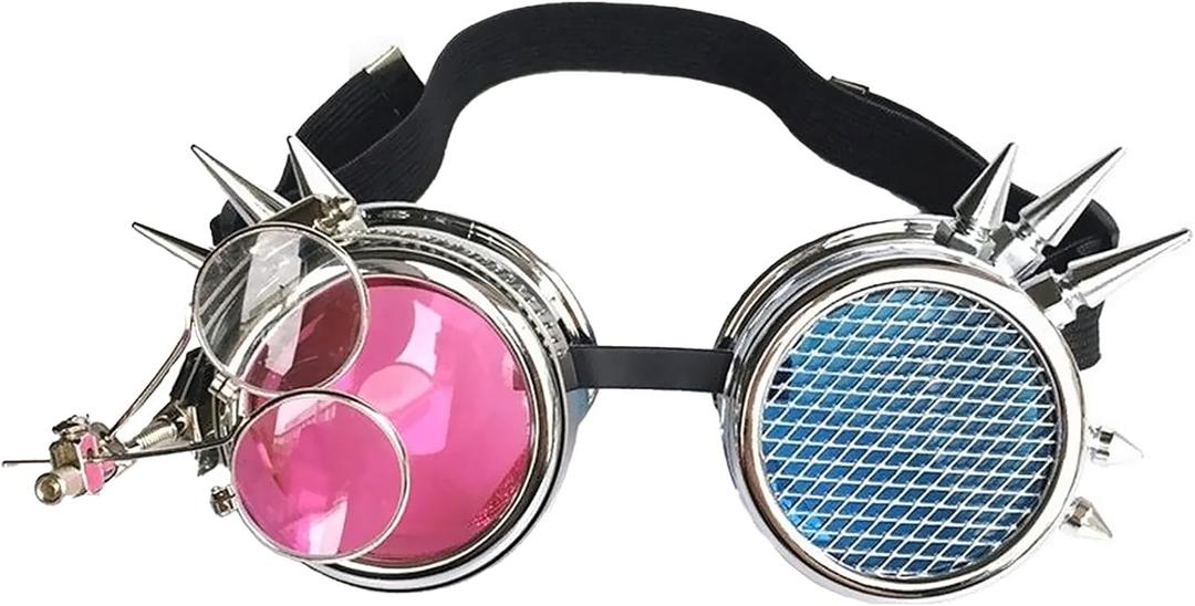 Lelinta Vintage Steampunk Goggles with Adjustable Straps,Detachable Lenses, Ideal for Cosplay, Costume Parties