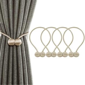 Strong Magnetic Curtain Tiebacks Decorative Curtain Holdbacks Holders Woven Curtain Ties Buckles Ropes for Drapes Window (Beige,4pcs)