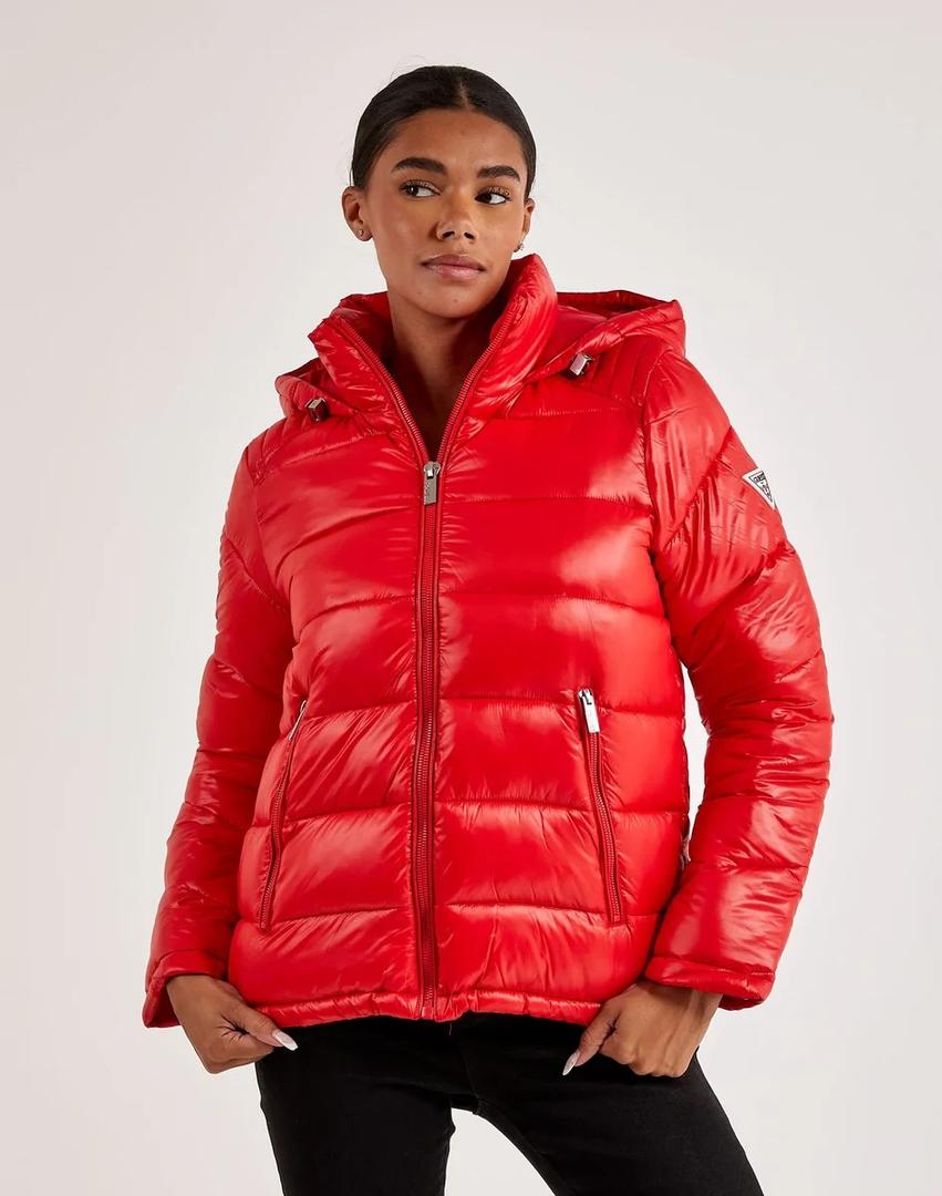 GUESS Women's Elly Padded Jacket (Red, M)