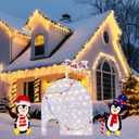 GlikCeil 4 Pcs Lighted Christmas Penguin Decorations Set 35" 2D North Pole Ice House Penguins North Pole Christmas Flag with LED Lights Plug in for Indoor Outdoor Xmas Winter Holiday Garden Yard Lawn