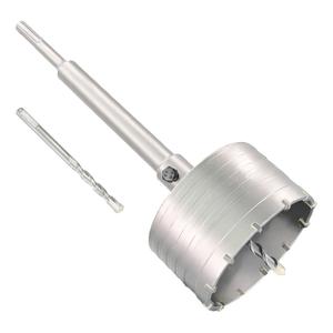 4" Concrete Hole Saw, 102mm Tungsten Steel Core Bit for Cinder Block, Brick, Rock, Plank Walls for Pipes or mini Split Lines, with SDS Plus Shank and 2 Center Positioning Drill Bits.