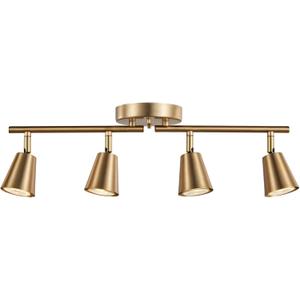 4 Light Track Lighting Kit, Matt Brass Finish Adjustable with Moden Flush Mount Ceiling Spotlight for Kitchen,Living Room,Home Improvement
