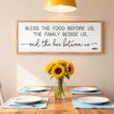 Bless the Food Before Us Wall Decor 4015 Inch, Christian Bible Verse Wall Art, Farmhouse Framed Plaque Sign for Kitchen Dining Room, The Family Beside Us The Love Between Us Religious Wall Hanging