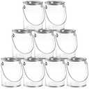Hedume 9 Pack Clear Paint Can Containers with Metal Lids, 5 Inches Tall Empty Paint Storage Cans, Quart Size Decorative Faux Paint Pails, Great for Party Favors, Decor and DIY