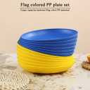 Berglander Plastic Plates Set of 12 Pieces 9", UKR Color Reusable and Sturdy Unbreakable Dinner Plates, Salad Plates, Pasta Bowls, Dishes for Home, Kid, Light Weight Easy Carry for Picnic, Camping