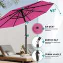 AreShark 10 FT Outdoor Patio Umbrella, Patio Table Umbrella with Push Button Tilt and Crank, Outdoor Patio Umbrellas with 8 Fiberglass Ribs, Patio Umbrellas for Market, Garden, Pool (Rose Pink)