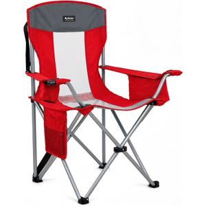 Byliable Oversized Camping Chairs Portable Outdoor 330LBS Capacity Folding Lawn Chairs for Adults with Cooler Bag,Cup Holder and Side Pocket for Beach, Sports, Tailgates, Fishing, Hiking, Red, 40.16 inches x 23.62 inches x 23.62 inches