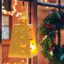 DECORKEY Christmas Lanterns Decorations Outdoor&Indoor, 4PCS Decorative Candle Holder Set with Christmas Tree, Snowman, Reindeer, Santa Claus Openwork Patterns, Hanging&Tabletop Decor (No Glass) (Golden *2+silver *2)