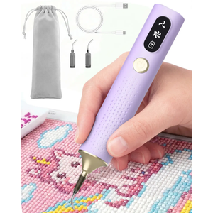 Electric Diamond Painting Pen, Angled Tip for All Gems, Quiet & No-Wax & No-Tip-Changing Vacuum Pen, Cordless&Rechargeable, Lightweight Ergonomic Design, Perfect Diamond Art Accessories