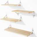 YGEOMER Floating Shelves for Wall, Different Sizes Natural Wood Wall Shelves for Living Room, Bathroom, Bedroom, Kitchen, Home Decor (Set of 4)