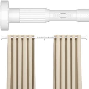 AIZESI 41-86 Inch Heavy Duty White Tension Curtain Rod - No Drilling, Adjustable, Rust-Resistant for Outdoor, Living Room, Window, Bathroom