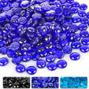 DomeStar 10LB Cobalt Blue Fire Pit Rocks, Reflective Round Glass Beads for Natural Propane Fire Pit Landscaping