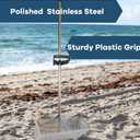 Sand Fleas Rake, Stainless Steel Sand Sifter, Detachable 47 Inches Long Handle, Collapsible Shark Tooth Sifter for Beach, Sand Crab Catcher with Foldable Pail.