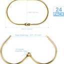 24 Pcs Shower Curtain Rings, Goowin Shower Curtain Hooks, Oval Snap Shower Rings for Curtain, Metal Gold Shower Curtain Rings Rust Proof, Glide Smoothly Shower Hooks for Shower Curtain Rod (Gold)