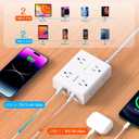 Surge Protector Power Strip 15 Ft Cord, Ultra Thin Flat Extension Cord with 8 Outlets 4 USB Ports(2 USB C), Flat Plug Power Strip, 15 Ft Long Braided Power Cord for Home, Office, Dorm Room Essentials