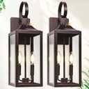 Oil Rubbed Bronze Dusk to Dawn Outdoor Wall Lighting, 19" Large Outside Modern Wall Sconce Lantern, Industrial Porch Light Wall Mount, Waterproof Farmhouse Exterior Lamp 2-Light Brown, 2 Pack