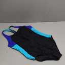 beautyin Womens One Piece Sport Swimsuit Water Aerobic Bathing Suit Lap Swimwear (Medium, Black Blue)