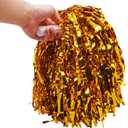 BENLIUDH Cheerleader Pom Poms, Metallic Foil Plastic Pom Poms Cheerleading for Game Sports Squads Dancing Party, Gold 2pcs