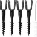 4pcs No Dig Ground Screw Anchor, U Shaped Post Stake for 4x4 Wood Posts, Includes Lag Bolts & 27" Rebar, for Fence Posts Anchor Mailbox Posts