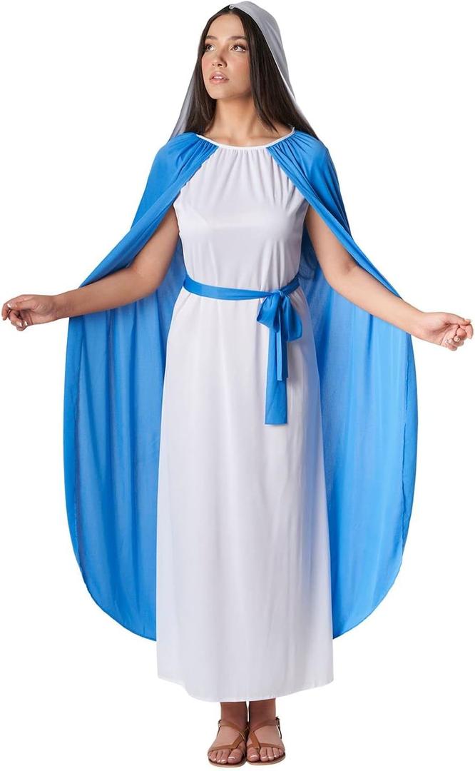 Morph Costumes Virgin Mary Costume For Women Blue Biblical Christmas Nativity Outfit For Adults Holiday Celebrations (Medium)