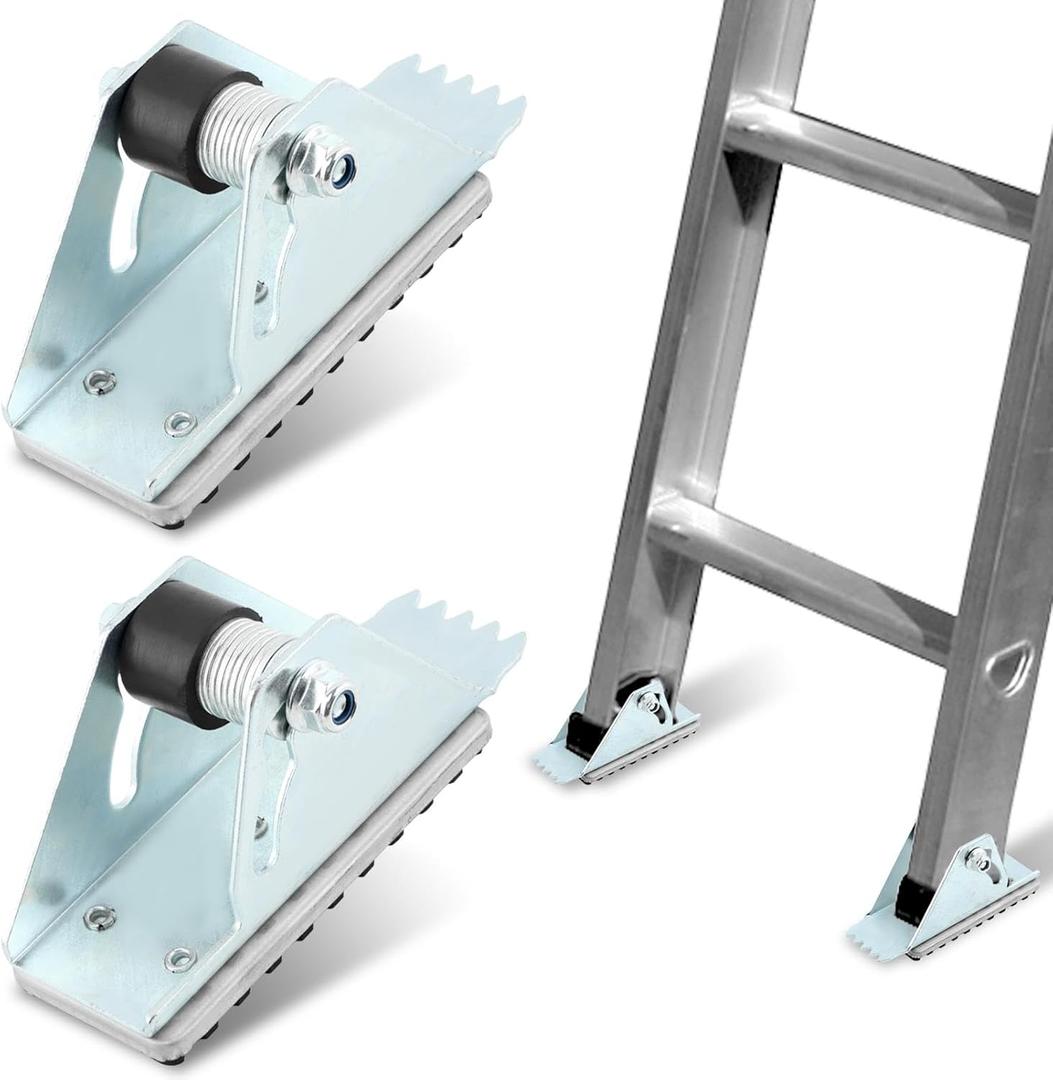 2 Pack Aluminum Anti-Skid Shoe Feet for Extension Ladders Replacement Parts Rubber Padded Feet Ladder Accessories Compatible with Most Ladders Silver Black
