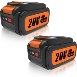 2-Pack 10.0Ah High Capacity 20V Max Lithium-Ion Battery Replacement for Worx WA3520 WA3525 WA3551 WA3572 Power Share Batteries, Compatible with Worx WG151 WG155 WG251 WG540 WG629 WG890 Power Tools