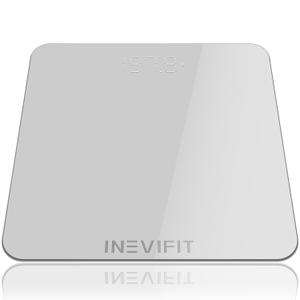 INEVIFIT Bathroom Scale, Highly Accurate Digital Bathroom Body Scale, Measures Weight up to 400 lbs. Includes Batteries (Silver)