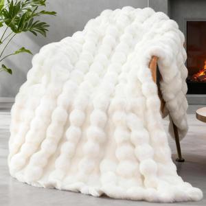Faux Fur Throw Blanket for Couch, 1000 GSM Cozy Fuzzy Fluffy Soft Plush Thick Bubble Sherpa Blanket for Sofa Bedroom Living Room, Mothers Day Birthday Gifts for Women Home Decor, Size: 50*60