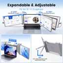15'' Laptop Screen Extender, 1080P FHD Ultra-Thin Portable Monitor for 15"-17" Laptop with USB-C/HDMI Port, Plug and Play, for Mac/Windows/Android, Triple Screen Ideal for Remote Work & Multitasking