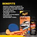 Meguiar's Quik Eraser Kit, Car Scratch Remover for Repairing Surface Blemishes, Car Scratch Repair Kit with ScratchX, Drill-Mounted Pad, and Microfiber Towel, 4 Count