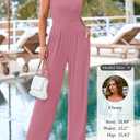 PRETTYGARDEN Summer Sleeveless Jumpsuits for Women Dressy Square Neck Wide Leg Pants Knit One Piece Rompers Fashion Clothing (Pink,Medium) (Pink, M)