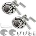 YANYUCB 2 Pack Boat Deck Cam Latch Hatch Locking Style Marine Stainless Steel 316 Floor Buckle Flush Pull Hatch Lift Handle Recessed Hatch with Fasteners