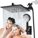 12 Inch Shower Head,High Pressure Rainfall Shower Head Combo with Handheld Spray- Adjustable 11" Extension Arm/Anti-Clog Nozzles,Matte Black