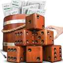 Swooc Games - Yardzee, Farkle & 20+ Giant Dice Games (All Weather) Yard Dice with Wooden Bucket, 5 Scorecards & Marker - Jumbo Dice Yard Game - Extra Large Yard Game for Adults - Jumbo Lawn Fun, 3.5" Dice