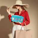 3 x Preppy Makeup Bag for Women, Cosmetic Bag Letter Pouch Purse with Handle, Waterproof Portable Glitter Nylon Travel Toiletry Bag Organizer with Zipper (A-Blue)