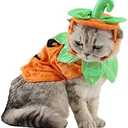 ANIAC Pet Pumpkin Costume Cat Halloween Hat Cloak Sets Puppy Poncho Dog Halloween Cosplay for Kitty Small Medium Sized Dog (Orange)