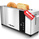 Mueller UltraToast Full Stainless Steel Toaster 2 Slice, Long Extra-Wide Slots with Removable Tray, Cancel/Defrost/Reheat Functions, 6 Browning Levels with LED Display, Housewarming Gifts New Home