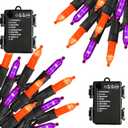 TW SHINE Battery Operated Halloween Lights, 2 Pack Total 100 LED 32 FT Orange and Purple Lights Outdoor, Waterproof Mini String Light with 8 Modes, Halloween Decorations for Indoor Patio Party Decor