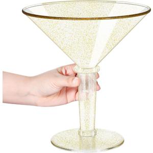 48oz Giant Martini Glass Plastic Large Martini Glasses For Centerpieces Perfect For Martini Party Decorations Gifts & A Tini Bit Older Birthday(1pcs-GOLD)